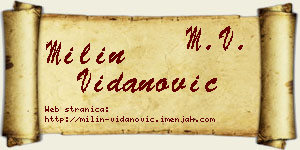 Milin Vidanović vizit kartica